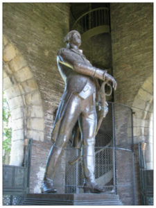 Silver statue of General George Washington at his historic headquarters