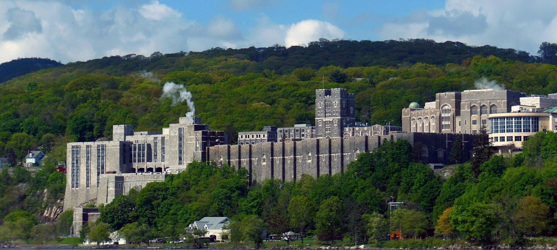 View of West Point buildings from Hudson River