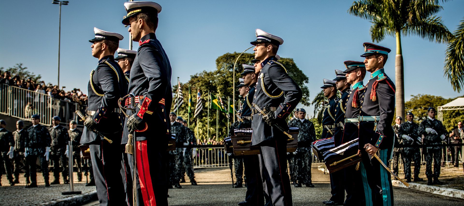 Army band performing at a parade 